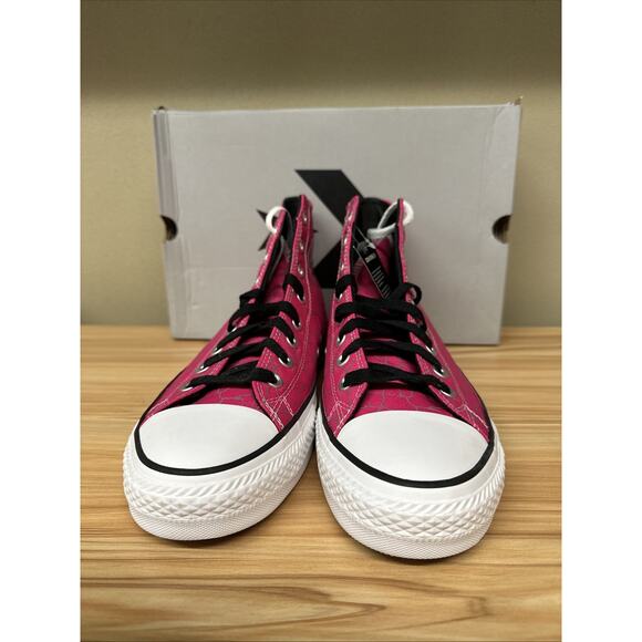 Size 11- Converse Chuck Taylor All Star Pro High Prime Pink Cracked Print - Picture 2 of 6